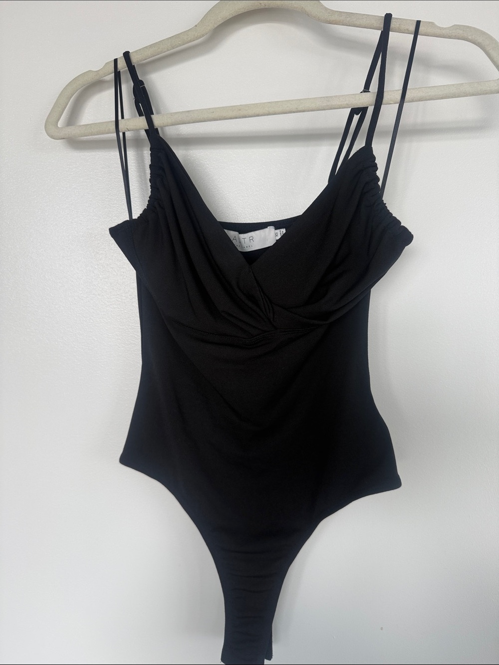 Astr Black V-Neck Bodysuit with Thin Straps